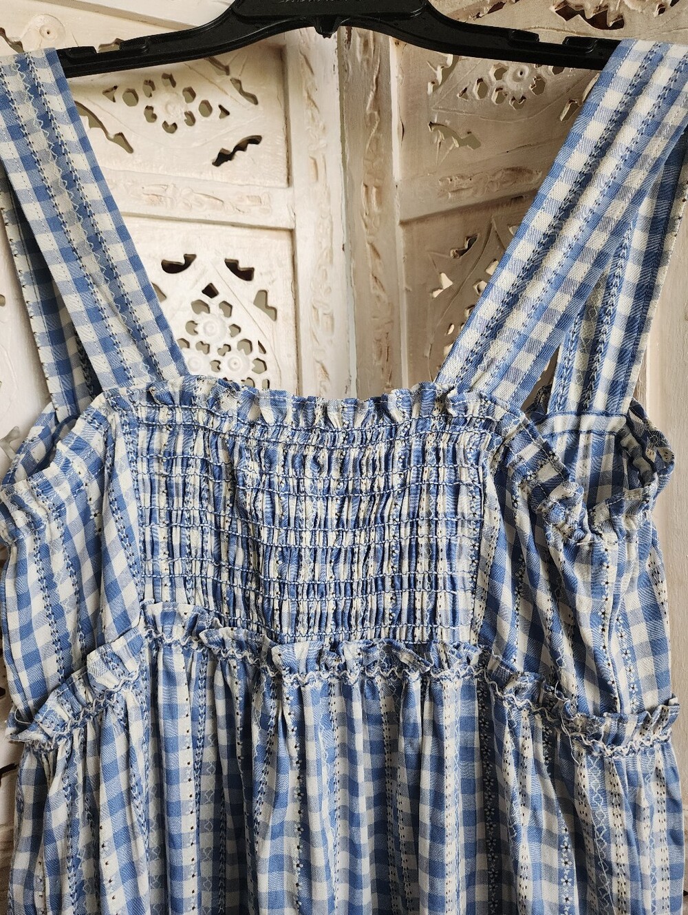 NWT Max Studio Blue White Gingham Tiered Maxi Dress- Size XL - Picture 9 of 9